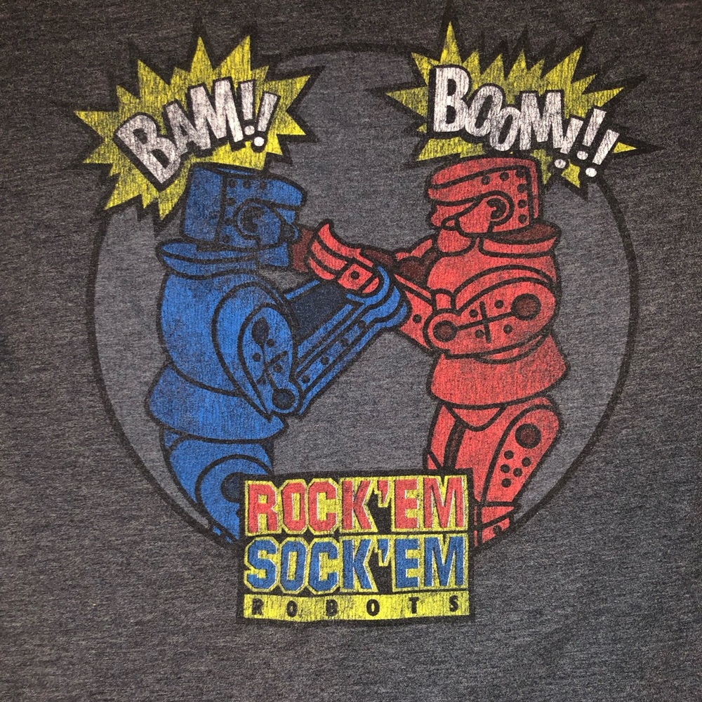 Ladies/Juniors Rock ‘em Sock ‘em robots t-shirt